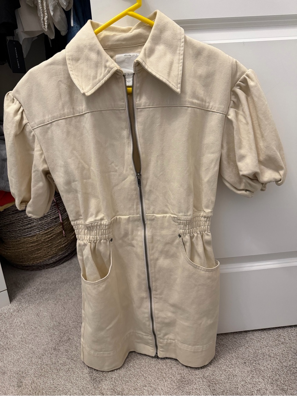 C/MEO Collective Beige Zip-Front Collared Top